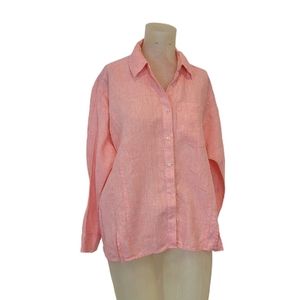 Vineyard Vines pink linen weekend button down